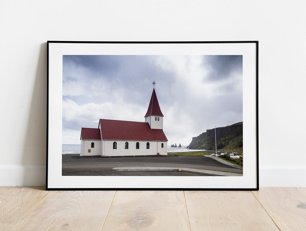 Church in Vik Iceland Prints | Reynisdrangar wall art for Sale and Home Decor Gifts