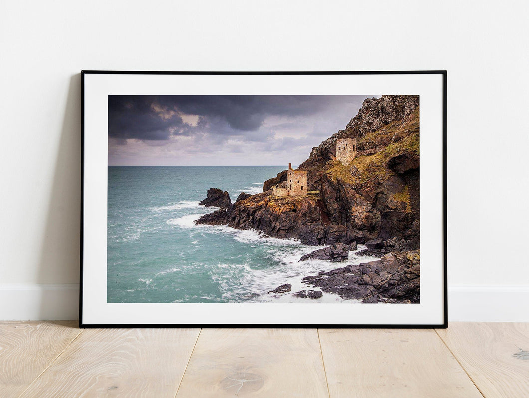 Cornwall art print | Crown Mines at Botallack, Seascape Photography Home Decor