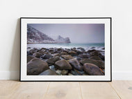 Unstad Bay, Lofoten Islands, Norway | Beach & Mountain Photography Print