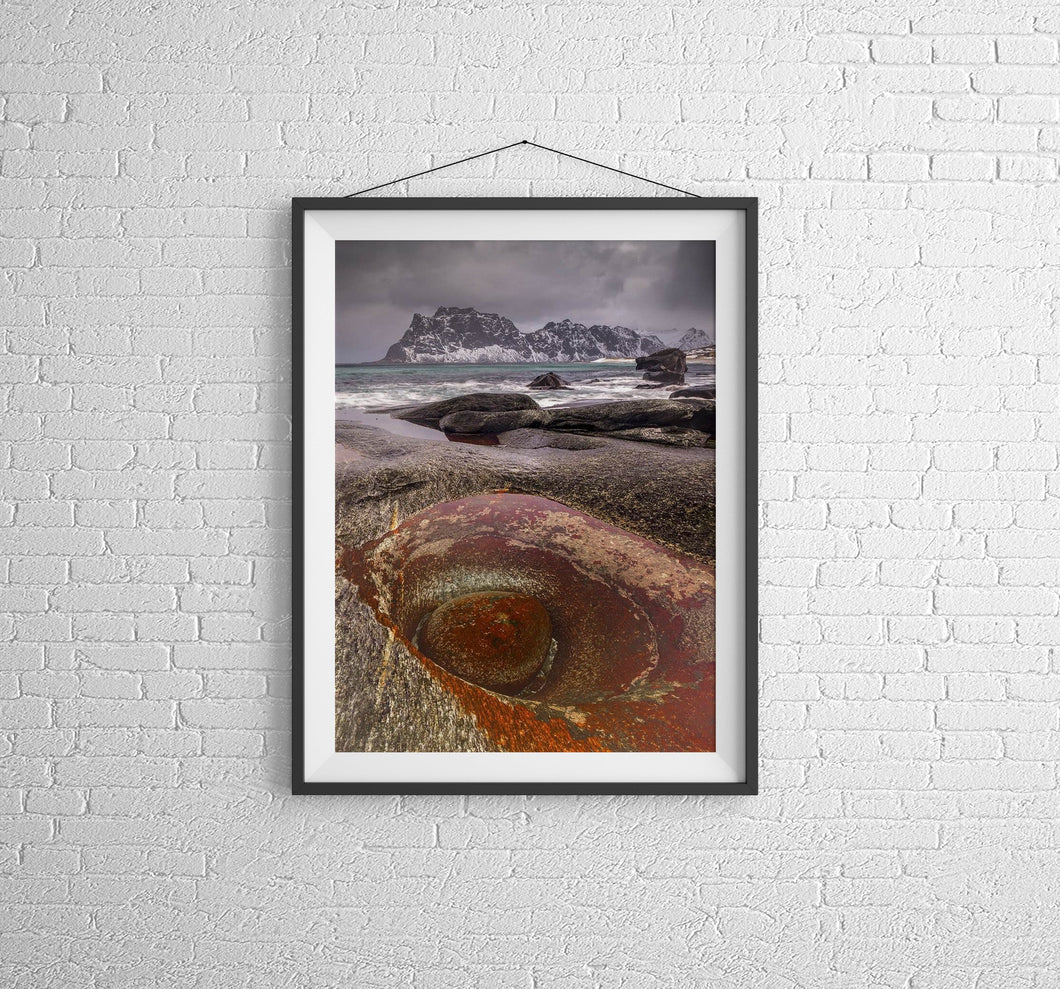 The Dragon Eye Rock Pool | Uttakleiv Beach wall art, Lofoten Islands Photography