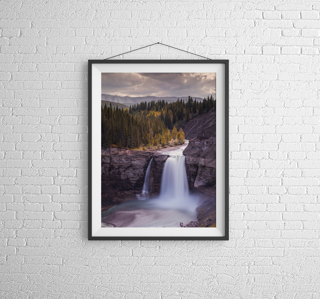 Ram Falls Waterfall Photography | Alberta Canada Rockies Mountain Landscape Art - Home Decor Gifts