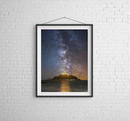 Night sky art of St Michaels Mount | Cornish art Space Astro - Home Decor Gifts