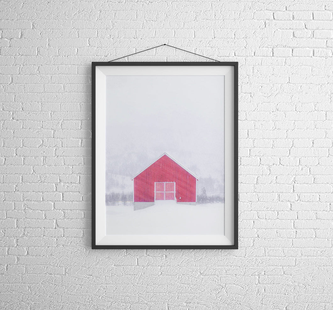 Scandinavian Minimalist art | Norwegian Red Hut Prints, Norwegian art - Home Decor