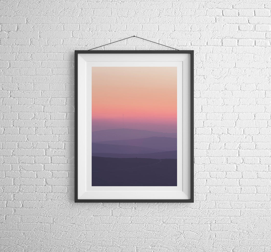 Dartmoor Mountain Sunset Art | Devon Red Sky Landscape Photography - Home Decor Gifts