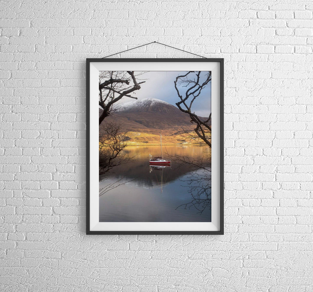 Isle of Skye Prints | A Yacht sits one of Scotlands beautiful loch's, Scottish art prints