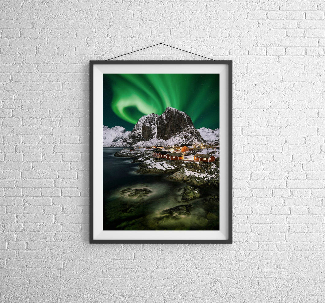 Aurora Prints | Scandinavia art of Hamnoy, Lofoten Mountain Photography - Home Decor Prints
