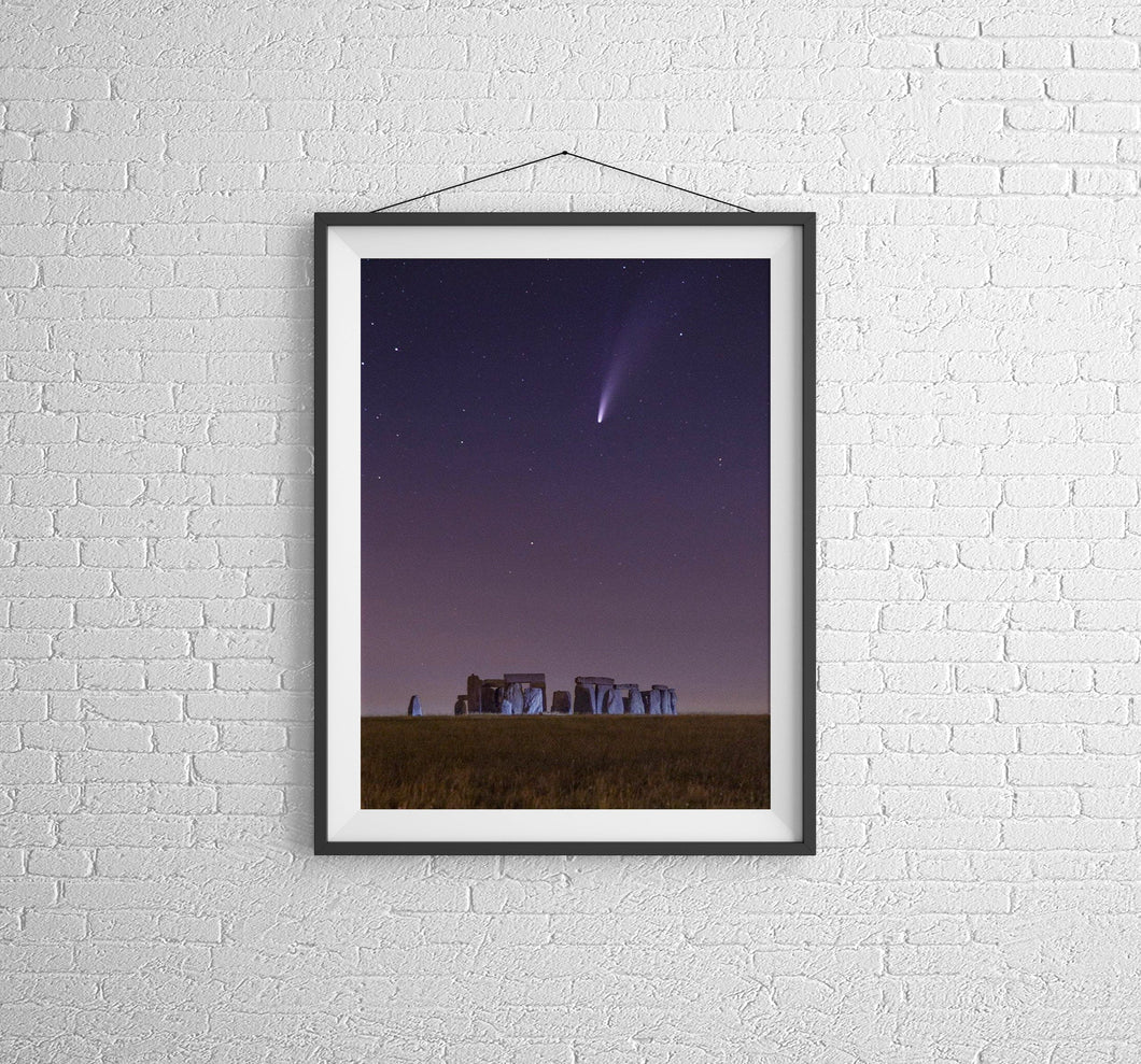 Night Sky Prints | Comet Neowise at Stonehenge Pictures, Space Wall Art Home Decor