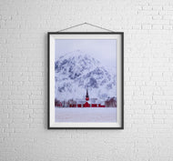 Flakstad Church, Lofoten Islands, Norway | Arctic Winter Landscape Photography Print