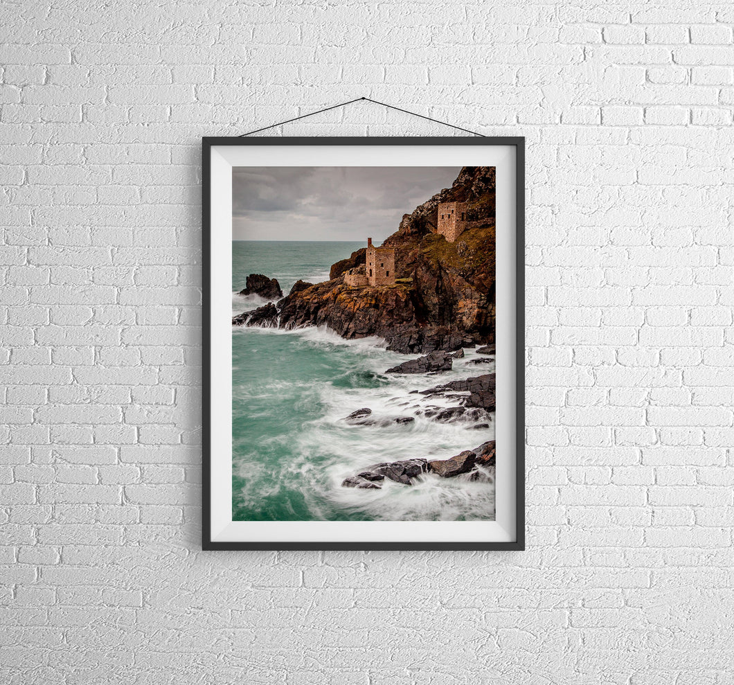 Cornwall Landscape Print of The Botallack Mines, Crown Mine Seascape