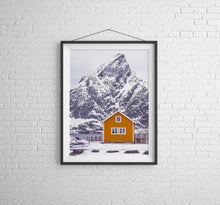 Load image into Gallery viewer, Nordic Prints | The little hut at Sakrisoy, Lofoten Islands Mountain Photography
