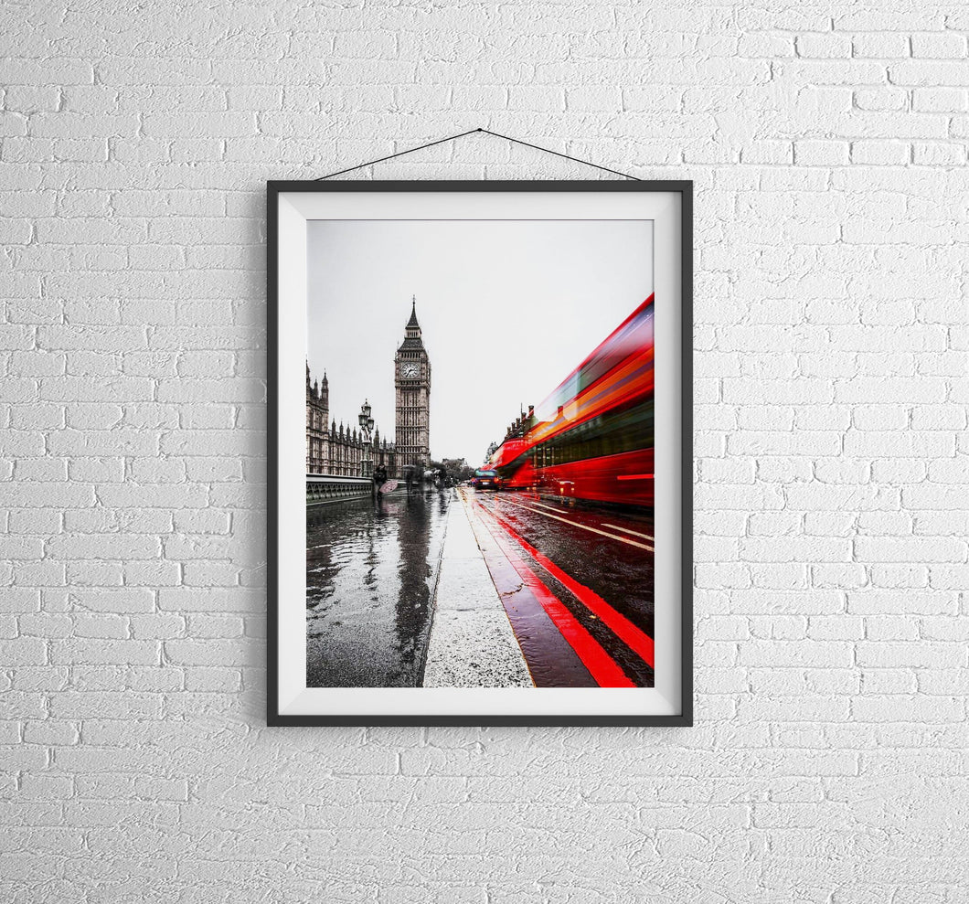Fine art London Picture | Westminster Print of a London bus at Big Ben - Home Decor