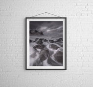 Unstad Bay, Lofoten Islands | Black & White Beach Photography Print
