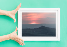 Load image into Gallery viewer, Dartmoor Brentor Church Sunset Photography | Red Sky Wall Art, Devon Valley Prints - Home Decor Gifts
