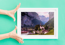 Load image into Gallery viewer, Lauterbrunnen Valley, Switzerland | Church &amp; Alpine Mountain Photography Print
