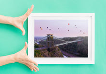 Load image into Gallery viewer, Bristol Balloon Festival Wall Art | Clifton Suspension Bridge Prints - Architecture Photography Christmas Photo Gifts Pictures
