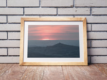 Load image into Gallery viewer, Dartmoor Brentor Church Sunset Photography | Red Sky Wall Art, Devon Valley Prints - Home Decor Gifts
