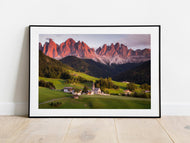 St Johann in Ranui, Val Di Funes | South Tyrol Dolomites Photography Print