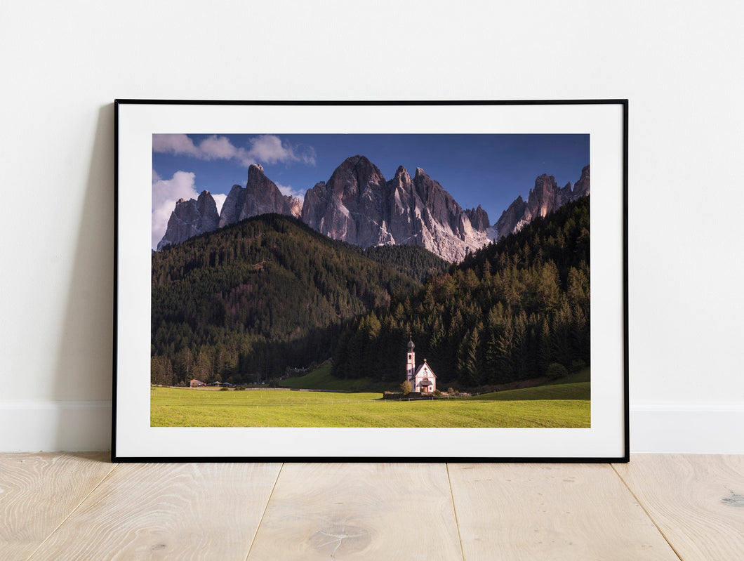 Val Di Funes Photo Print | St Johann Church Wall Art, Home Decor Gifts