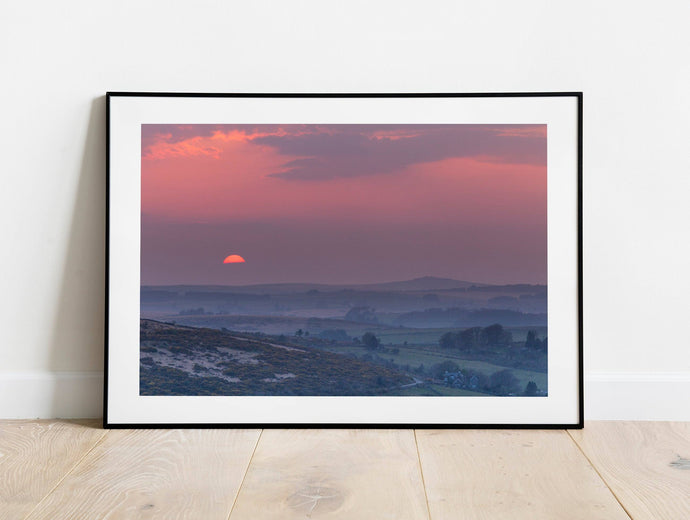 Dartmoor Sunset Photography | Red Sky Wall Art, Devon Valley Prints - Home Decor Gifts - Sebastien Coell Photography