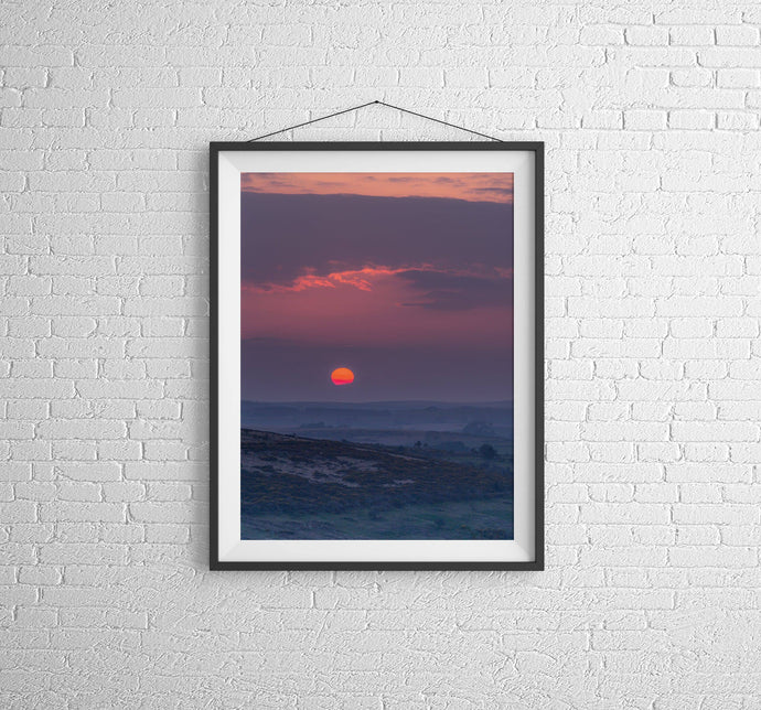 Dartmoor Sunset Wall Art | Red Sky Landscape Photography, Devon Valley Prints - Home Decor Gifts - Sebastien Coell Photography