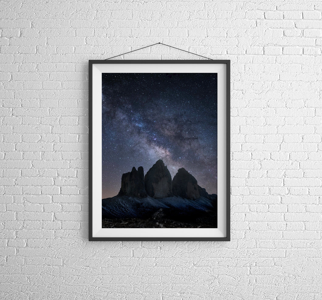 Tre Cime Di Lavaredo Mountain Photography | Astrophotography Space Photography For Sale, Northern Italy Home Decor