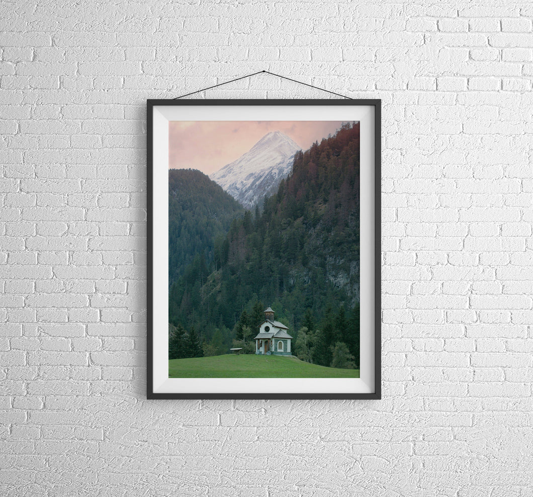 Hubertuskapelle in Ströden bei Hinterbichl | Austrian Alpine Church Print, Home Decor Gifts