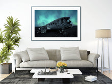 Load image into Gallery viewer, Iceland Northern Light Print | Sólheimasandur Beach US Navy Plane Crash Aurora Borealis - Relight Home Decor - Sebastien Coell Photography
