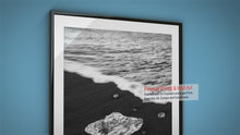 Load and play video in Gallery viewer, Icelandic wall art | The Black Diamond Beach Prints, Seascape Photography Home Decor
