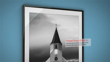 Load and play video in Gallery viewer, Scandinavian Print of an Eerie Church | Icelandic fine art, Westfjords Mountain Photography
