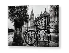 Load image into Gallery viewer, Fine art London Prints | a Lone Traveler at Westminster, Bigben Bike Photography - Sebastien Coell Photography
