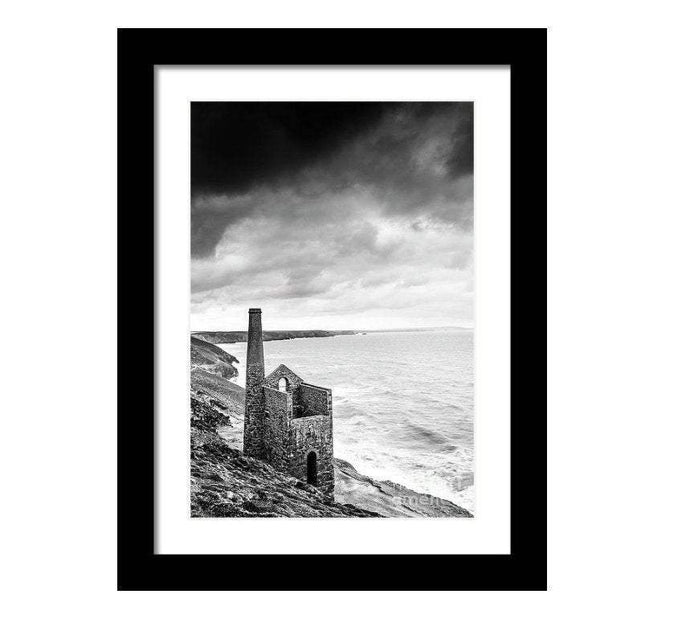 Cornish Prints | Black and White Wheal Coates Tin Mine Wall Art - Home Decor - Sebastien Coell Photography