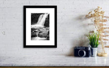 Load image into Gallery viewer, Dartmoor Prints of Venford Twin Waterfall | Fine art Black and White Print - Home Decor - Sebastien Coell Photography
