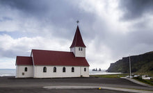 Load image into Gallery viewer, Church in Vik Iceland Prints | Reynisdrangar wall art for Sale and Home Decor Gifts - Sebastien Coell Photography

