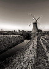 Load image into Gallery viewer, Windmill Black and White Prints of Thurne Windpump, Norfolk Landscape Photography, Norfolk Broads Prints and Home Decor Gifts - SCoellPhotography
