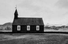 Load image into Gallery viewer, Scandinavian art | Budir Black Church, Icelandic Fine Art Mountain Photography - Sebastien Coell Photography
