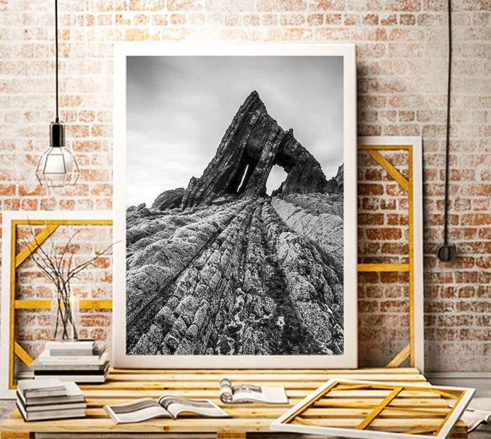 Black and White Print of Black Church Rock | North Devon Photography for Sale - Home Decor - Sebastien Coell Photography