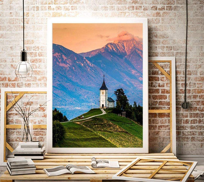 Mountain Photography of St Primoz | Jamnik Church art for Sale, Home Decor Gifts - Sebastien Coell Photography