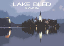 Load image into Gallery viewer, Lake Bled Travel Poster, Slovenian Lake Prints for Sale - Home Decor Gifts - Sebastien Coell Photography

