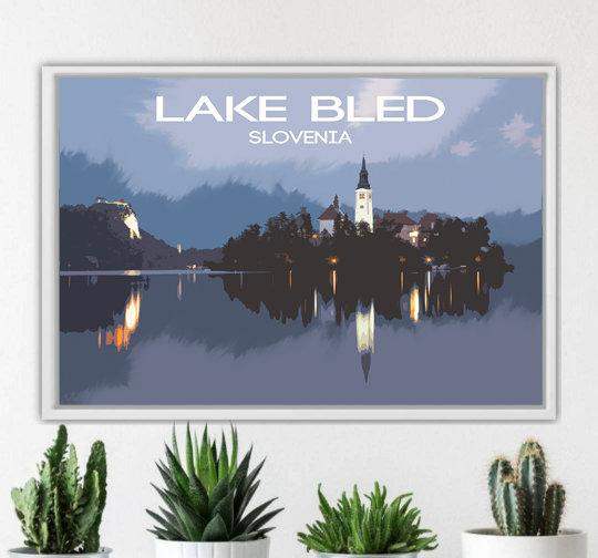 Lake Bled Travel Poster, Slovenian Lake Prints for Sale - Home Decor Gifts - Sebastien Coell Photography