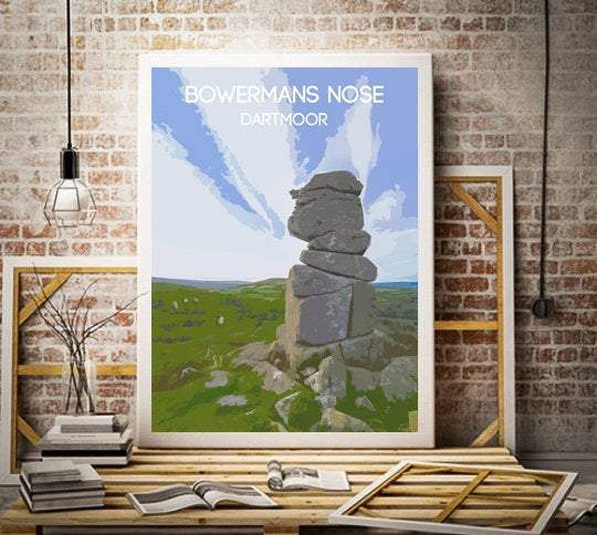 Travel Poster Prints of Bowermans nose, Dartmoor Landscape Photography, Devon wall art and Home Decor Gifts - SCoellPhotography