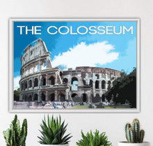 Load image into Gallery viewer, Travel Poster of the Roman Colosseum, Italian Prints for Sale, Rome Italy wall art, Roman Empire Home Decor Gifts - SCoellPhotography
