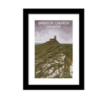 Load image into Gallery viewer, Travel Poster Print of Dartmoors Brentor Church, Devon wall art Home Decor Gifts - SCoellPhotography
