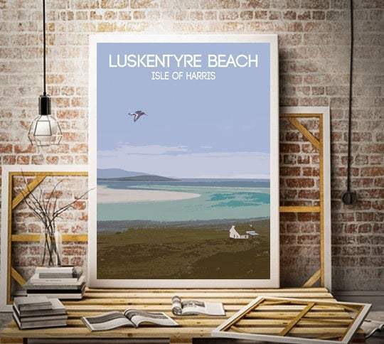 Scottish Art Poster of Luskentyre Beach, Scottish Prints for Sale and Seascape Photography Home Decor Gifts - SCoellPhotography