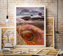 Load image into Gallery viewer, Scandinavian Prints of The Dragon Eye rock pool, Uttakleiv Beach wall art, Norway Lofoten Islands Photography Home Decor Gifts - SCoellPhotography
