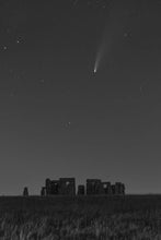 Load image into Gallery viewer, Black and White Sky Prints | Comet Neowise Pictures, Stonehenge art - Home Decor Gifts - Sebastien Coell Photography

