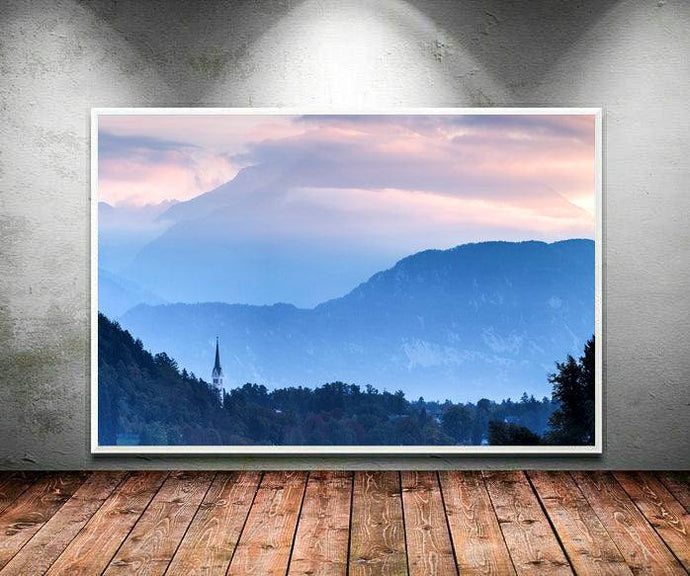 Lake Bled Mountain Photography | Church of St Martina, Alpine wall art - Home Decor Gifts - Sebastien Coell Photography