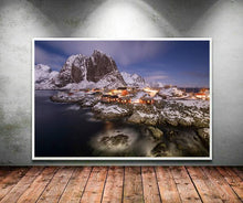 Load image into Gallery viewer, Night time Print of Hamnoy | Lofoten Island Mountain Photography for Sale - Home Decor - Sebastien Coell Photography
