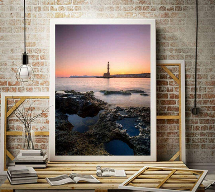 Cretes Venetian Lighthouse Print | Seascape Photography for Sale, Chania Harbour Home Decor - Sebastien Coell Photography