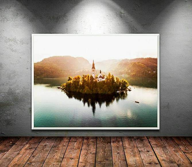 Slovenia Lake Print of Bled, Mountain Photography for Sale, Pictures of Lake Bled Slovenia Home Decor Gifts - SCoellPhotography