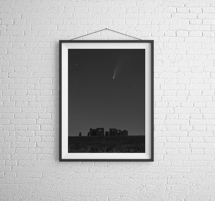 Black and White Sky Prints | Comet Neowise Pictures, Stonehenge art - Home Decor Gifts - Sebastien Coell Photography